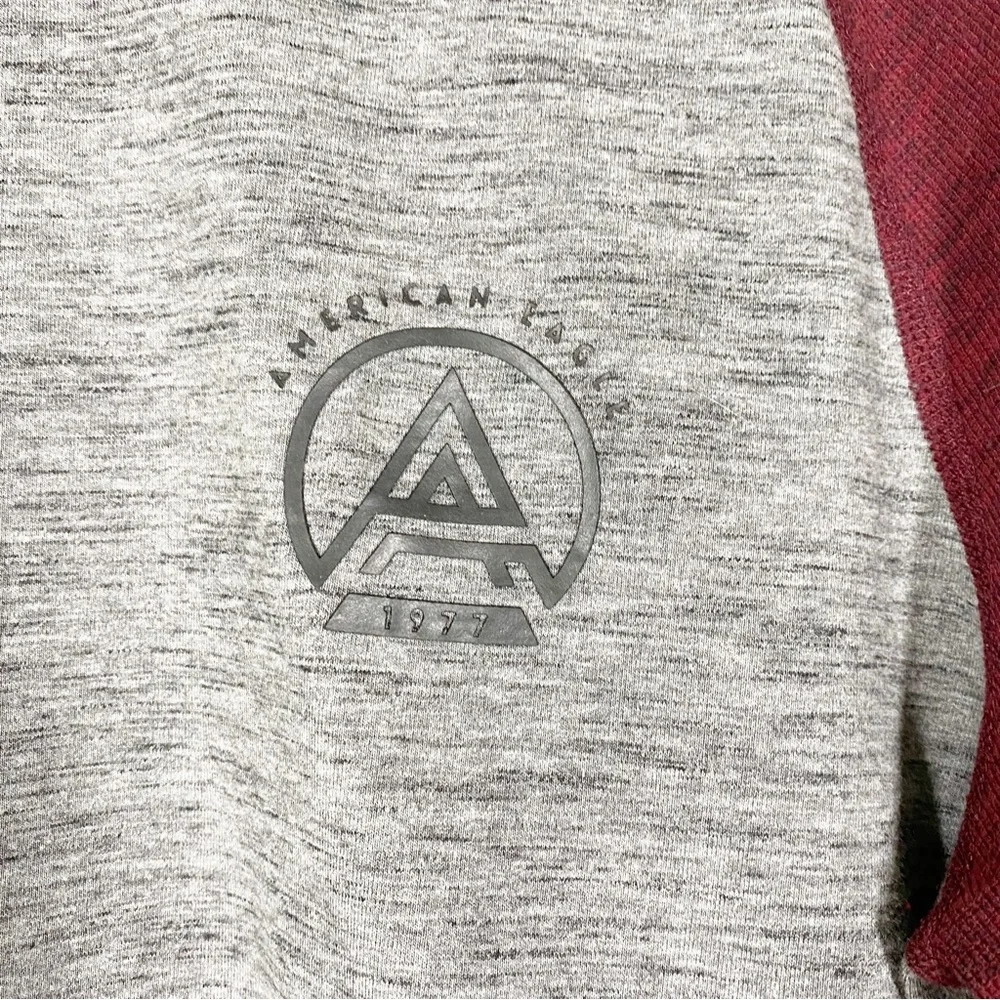 American Eagle Outfitters AEO Maroon Gray Crew Neck Raglan Long Sleeves M - Picture 7 of 10